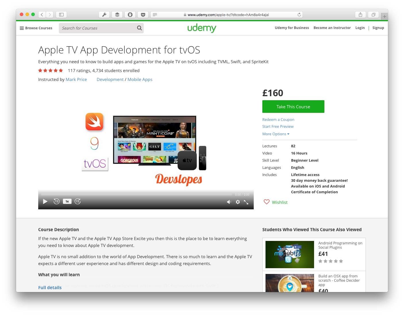 Курс Apple TV App Development for tvOS