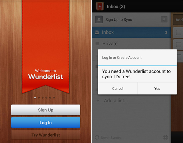 Регистрация в приложении