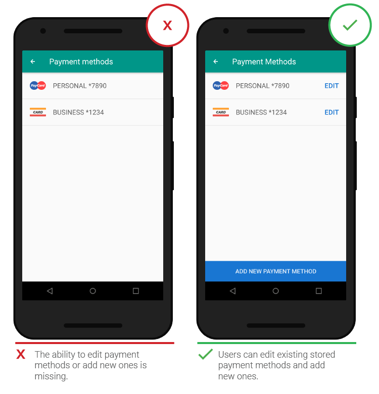 Добавление платежных данных