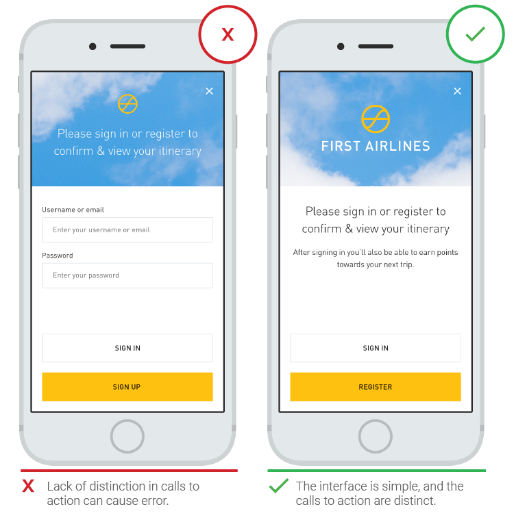 Разница между «sign in» и «sign up»