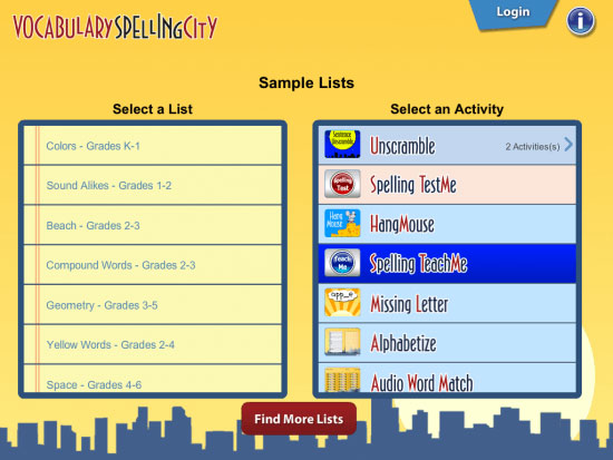 Сложное меню VocabularySpellingCity Сложное меню VocabularySpellingCity