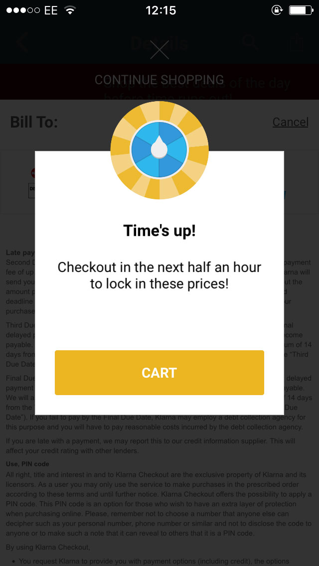 Покупка по заниженной цене в течении получаса
