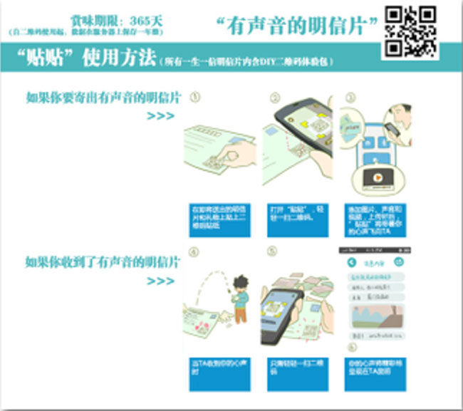 Инструкция по добавлению изображения или видео в QR-код на бумажной открытке.