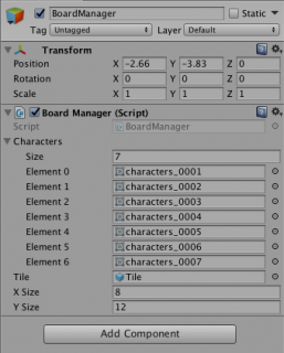 Выберите BoardManager X — 2.66, и Y — 3.83 как создать игру unity 3d