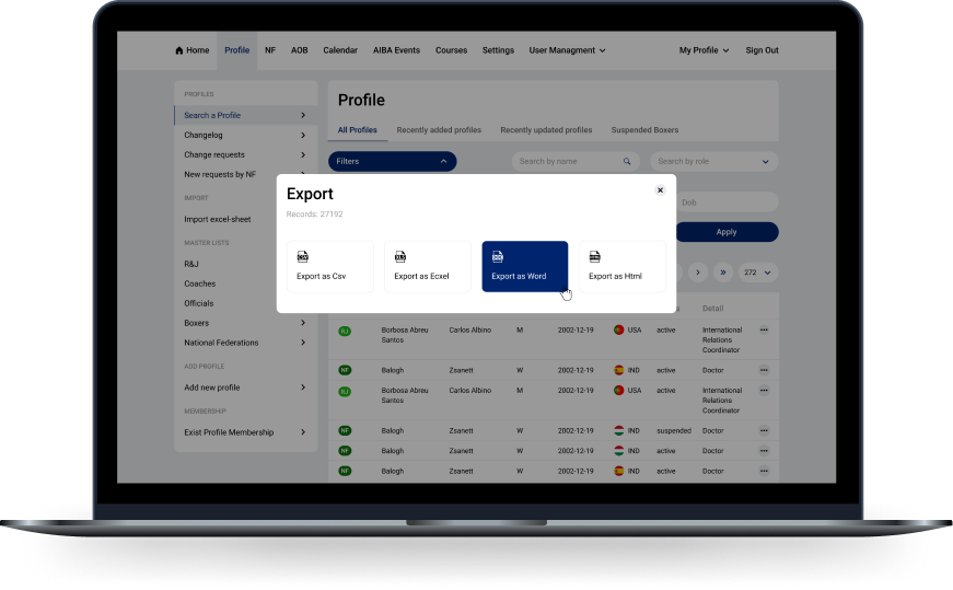 Выгрузка данных в разных форматах
